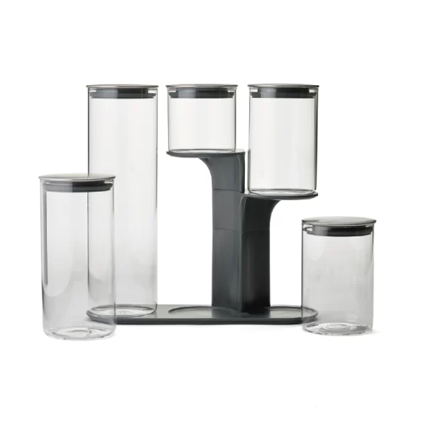 Podium 5 Glass Storage Jar Set With Stand