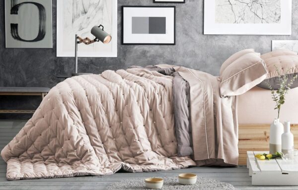 Cool Reversible Duvet Set - Light Pink