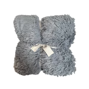 Fur Throw Blanket Dark Grey