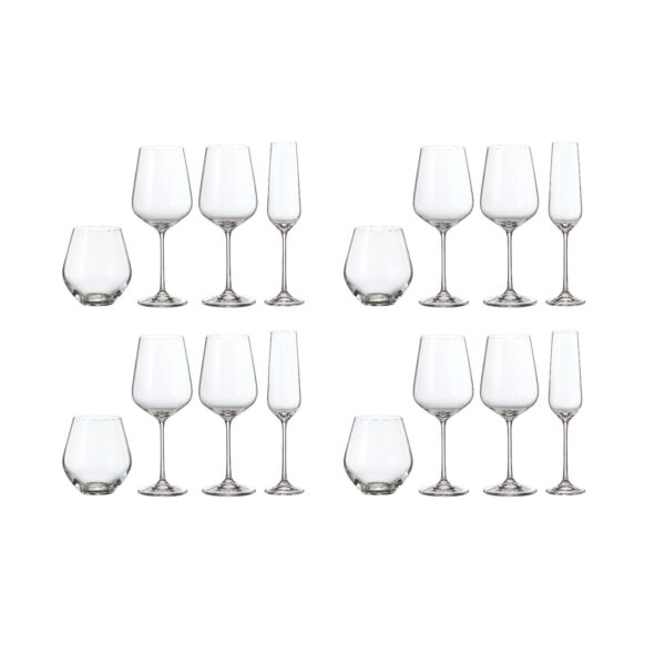 S16 GLOBO CHAMPAGNE X 4 WINE X 4 WATER X 4 TUMBLER X 4