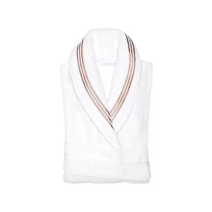 Bourdon Bathrobe- White/ Gold