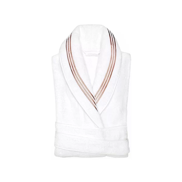 Bourdon Bathrobe- White/ Gold