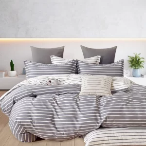 Thin Grey Stripe Bed Set