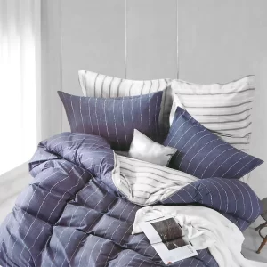 Navy Stripe Bed Set