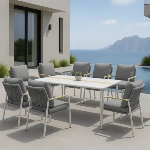 Bloom Dining + 8 Patio Chairs