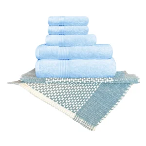 Blue Towels and Bathmat Bundle