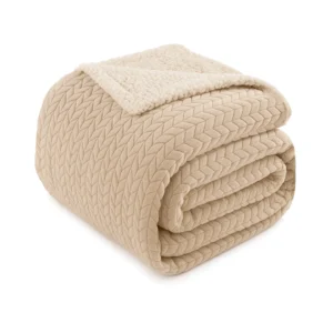 SHERPA Blanket Leaves Light Beige