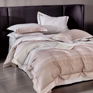 BEIGE ROSE STRIPE BED SET