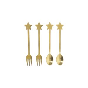 S4 PASTRY FORK AND TEA SPOON STAR GOLD
